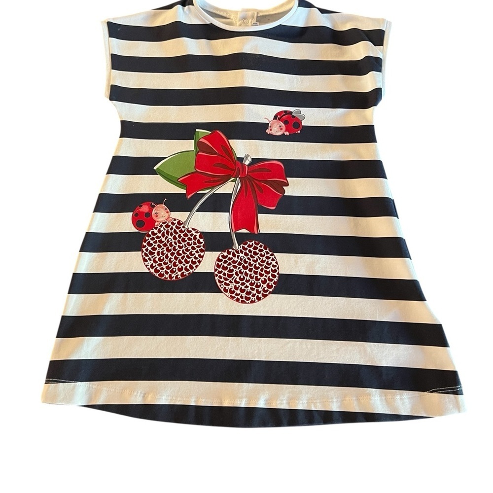 Mayoral Blue & White Striped Casual Dress Size 36 Mos NWT-Flawed